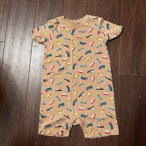 Okie Dokie Tan Bodysuit with Playful Print